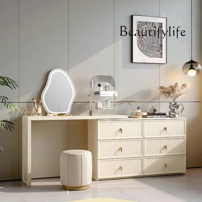 

M Drawers Chair Lights Vanity Storage Mirror Led Stool Cabinet Makeup Desk Girl White Luxury Coiffeuse De Chambre Furniture
