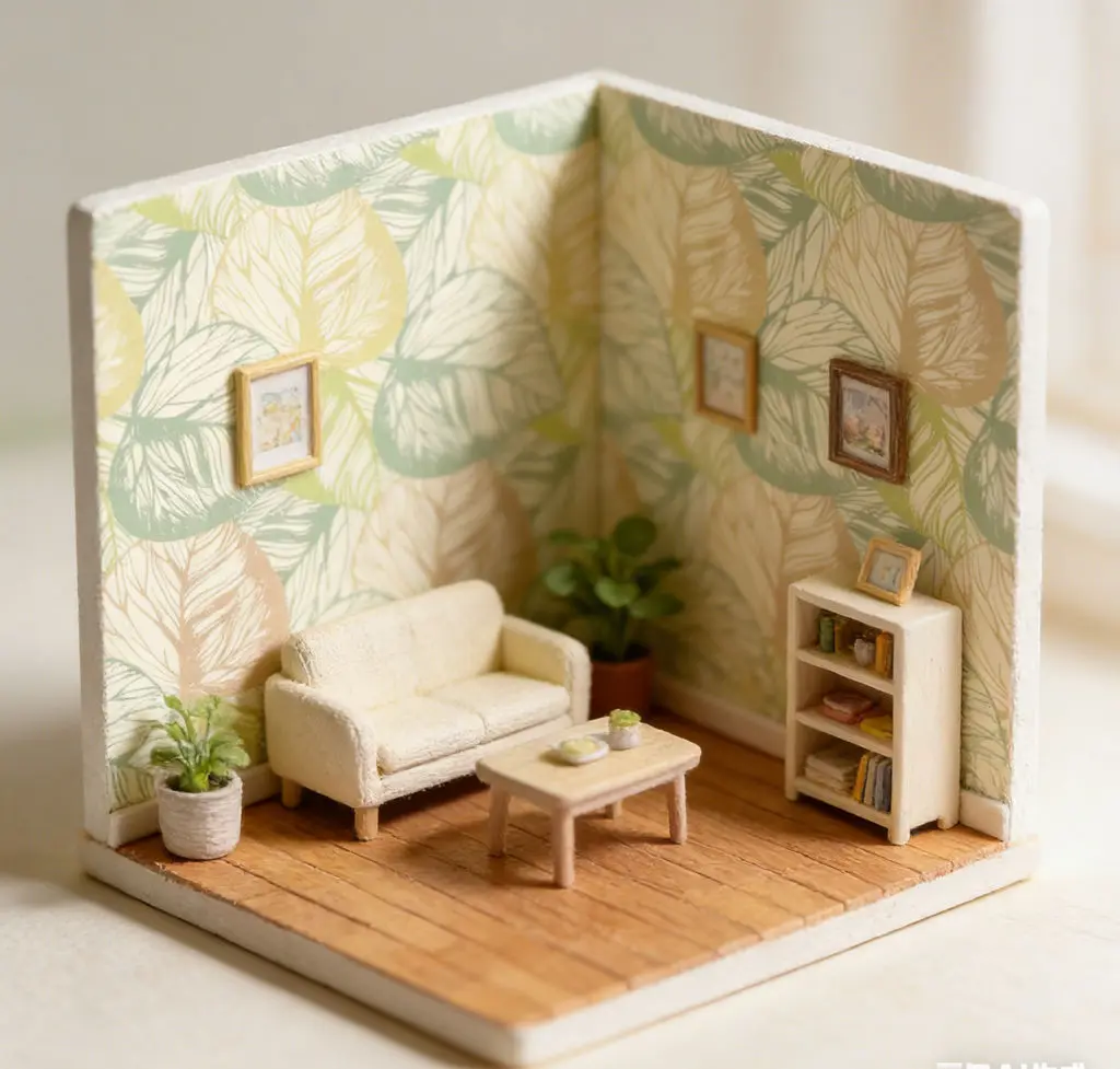 10 pçs 1:12 casa de bonecas bonito cereja papel de parede-a4 suprimentos de decoração em miniatura para casa de bonecas sala de estar quarto acessórios de casa de bonecas