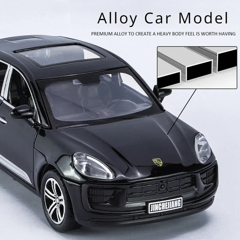 1:32 Porsche Macan T SUV Car Model Alloy Diecast Simulation Toy Sound Light Pull Back Collecte Decorates Gift for Boy Birthday