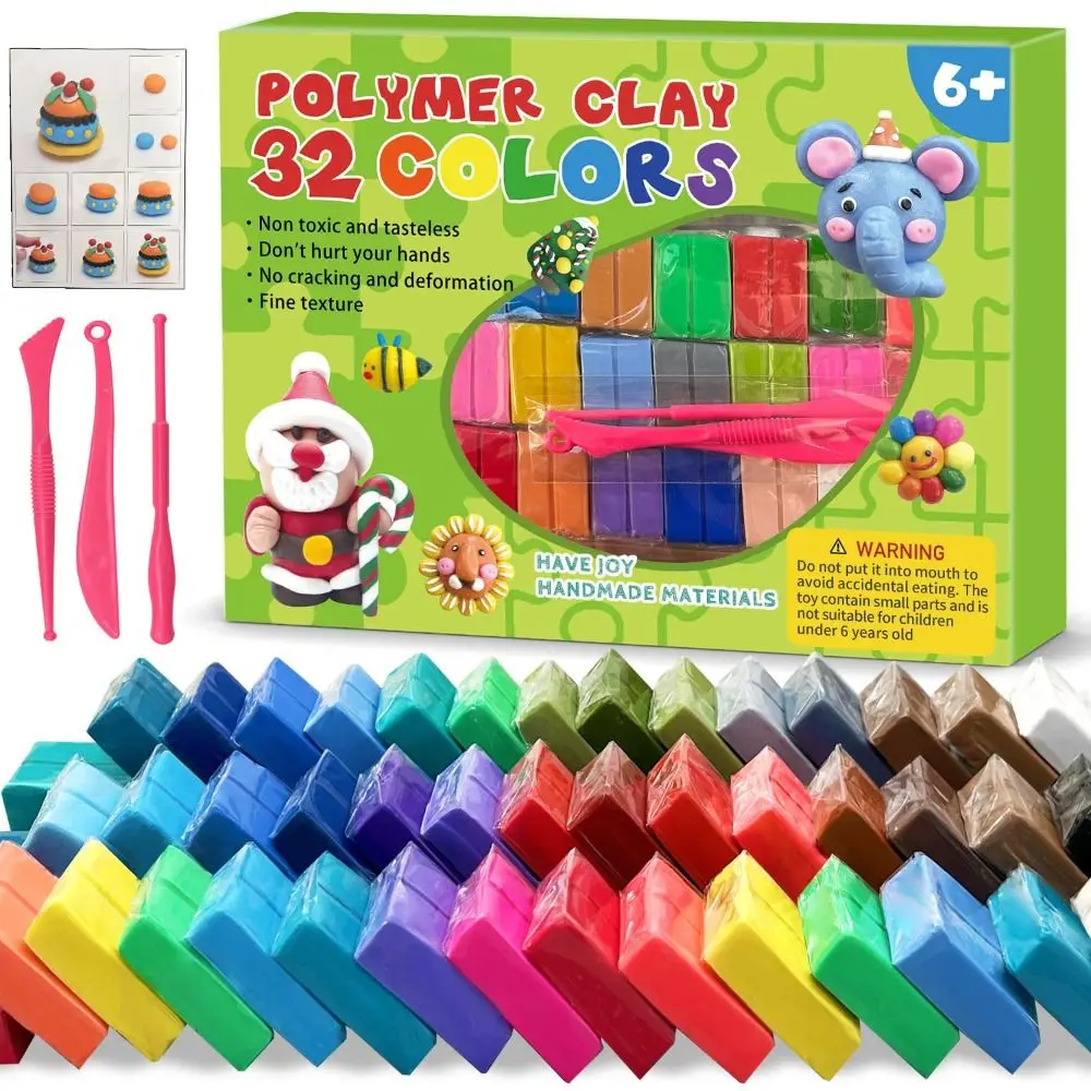 Kit de fabrication de boucles d'oreilles en argile polymère avec outils, blocs d'argile non toxiques, 24/32 couleurs, pierres, argile plastique, kit de démarrage pour l'artisanat, cadeaux