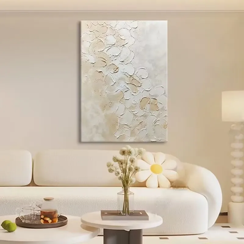 Abstract Cream Texture Hanging Painting 3D Sandstone Handmade Oil Painting Living Home Decoration Bedroom Sofa Background Wall