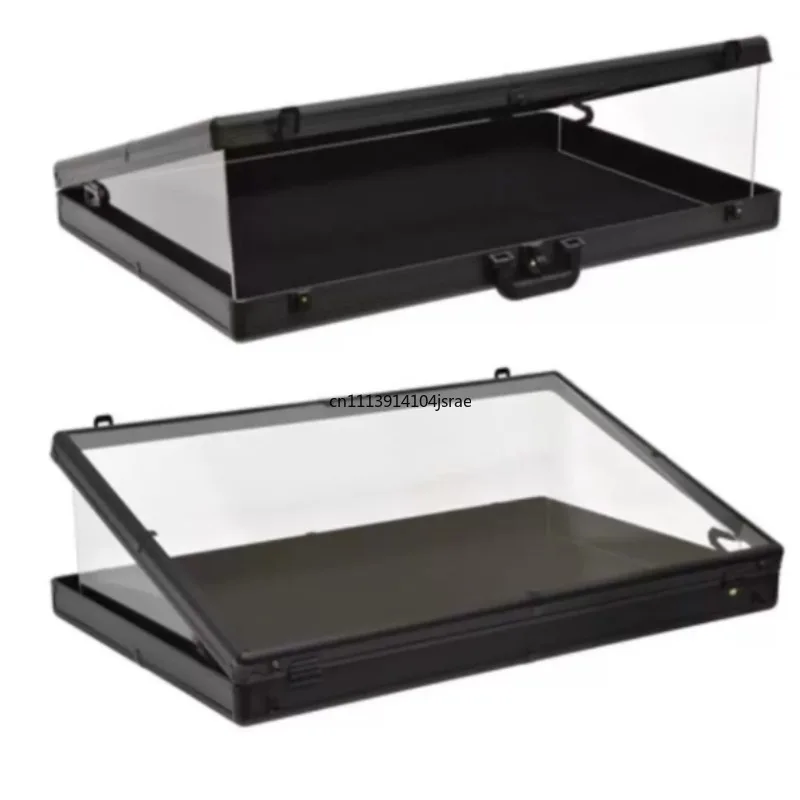 Silver Aluminum Acrylic Display Case With Lock Portable TCG Trading Card Storage Stand Dust‑Proof Collectible Card Showcase