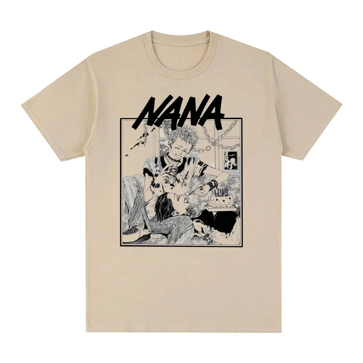 Japanese Anime Nana Osaki Manga Pattern T-shirt 2026 Summer Men's Women's Harajuku Fashion Cotton Loose Oversized T-shirt Top view 4
