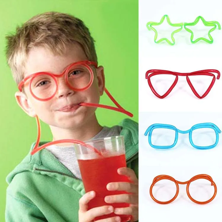 

100pcs/lot Fun and Funny Children's Glasses, Eyes, and Straws Creative Art DIY Styling Straw Wholesale