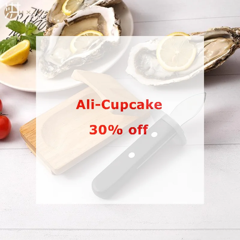 Stainless Steel Oyster Shucking Knife Non Slip Handle Wooden Holding Base For Home Kitchen Seafood Cooking Restaurant Use