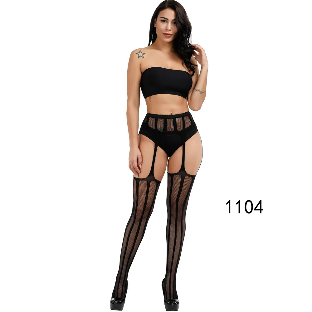 Oversize Women Tights Sheer Pantyhose Plus Size Hot Sexy Fishnet Black Thigh High Stockings with Garter Belt Open Crotch XXXXXL