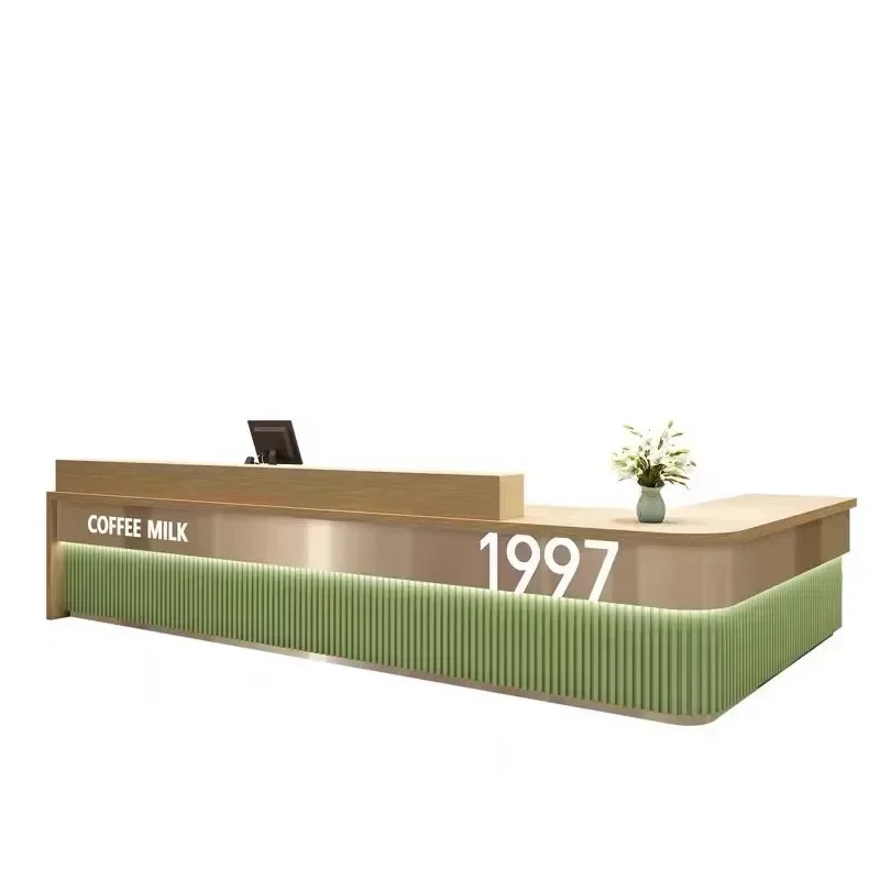 

Superior Minimalist modern stainless steel milk tea shop coffee shop front desk reception desk dessert shop cashier