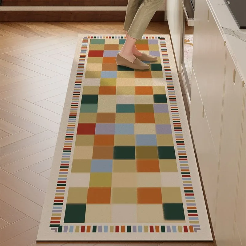 

Kitchen Floor Mat Dopamine Color Style Carpet Water-absorbing Quick-drying Oil-absorbing Rug Diatom Mud Non-slip Long Strip Mats