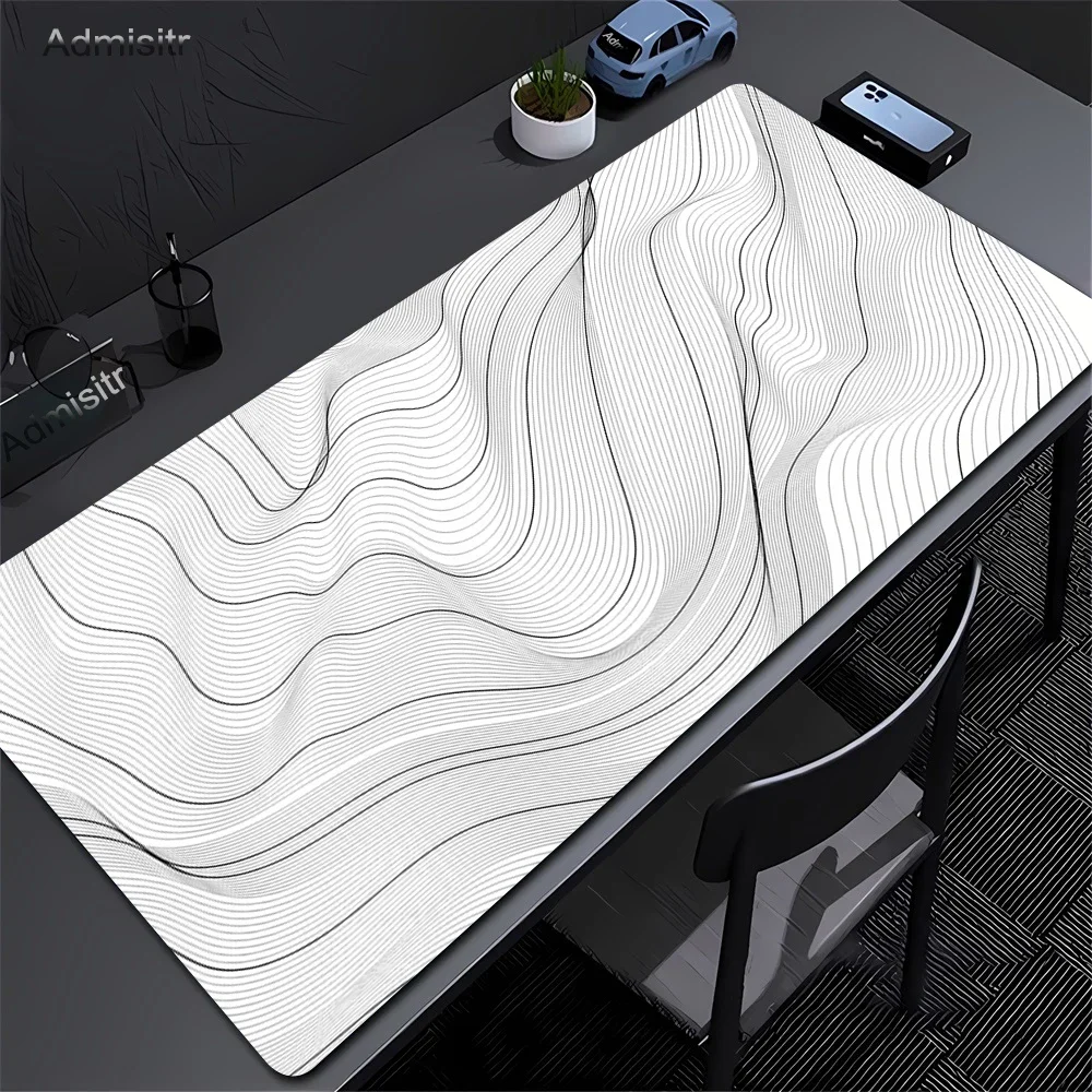 CIFBUY Large Gaming Mouse Pad Black White Strata Abstract PC Keyboard Desk Mat Non-Slip Rubber Base Home Office Laptop Decor image 5