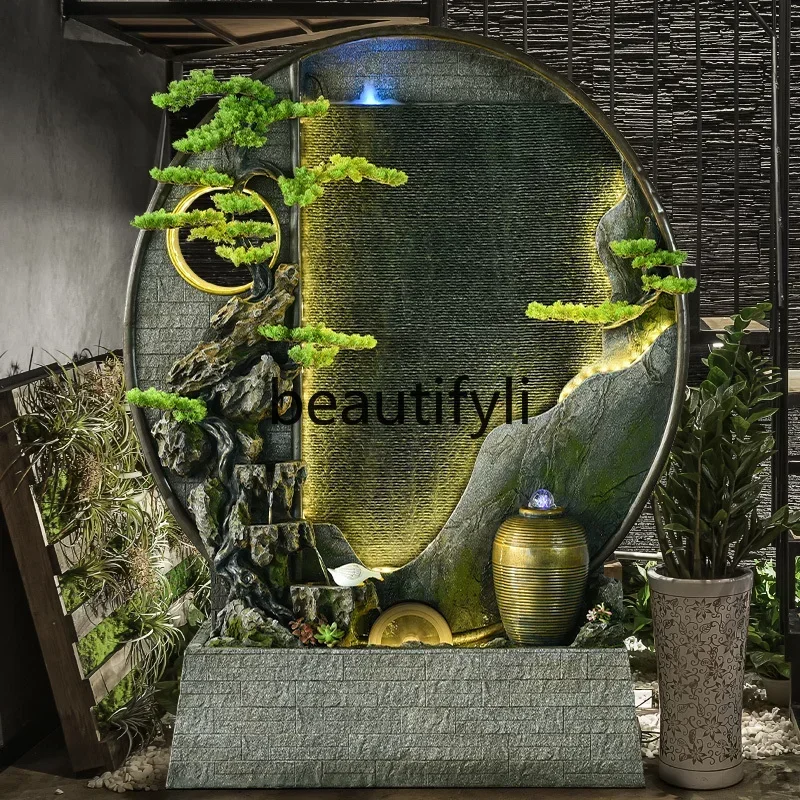 

Cy56 Water curtain wall,running water screen,rockery landscape,outdoor living room decoration,courtyard circulating water ornam