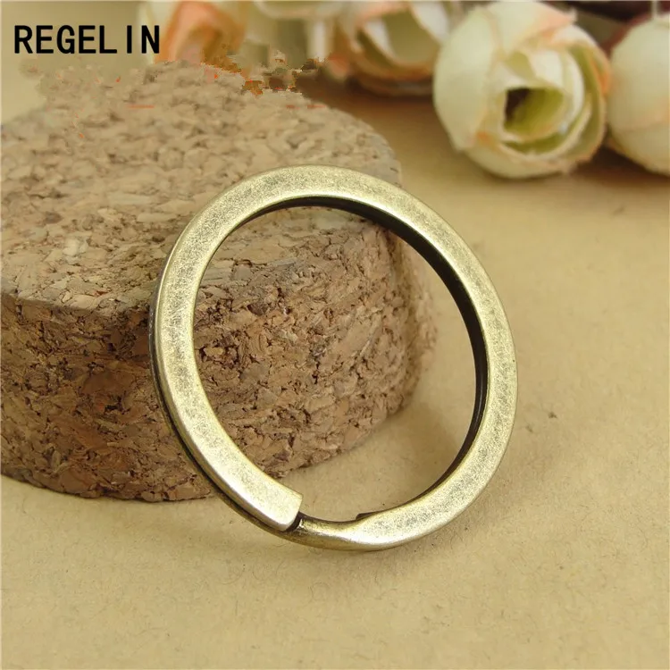 REGELIN Keychain Circle Keyring Findings Antique Bronze/ Rhodium 20pcs/lot Fit DIY Keychain Ring Circles Accessories