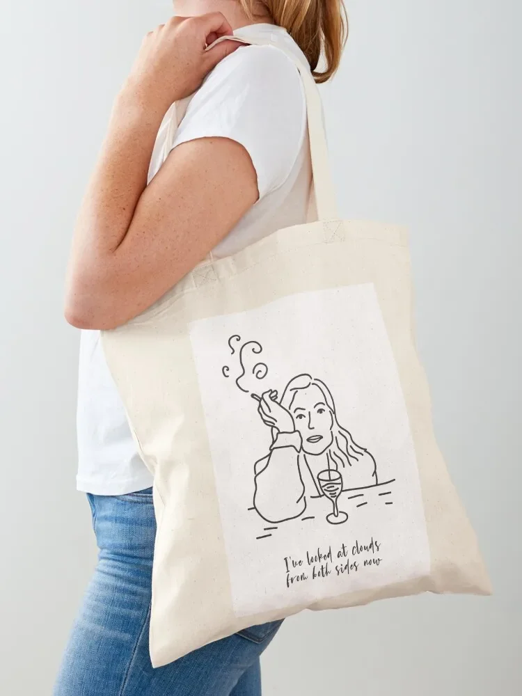 Joni Mitchell Poster - Joni Mitchell print, Minimalist art, Line art, both sides now lyrics Tote Bag Candy bags Tote Bag