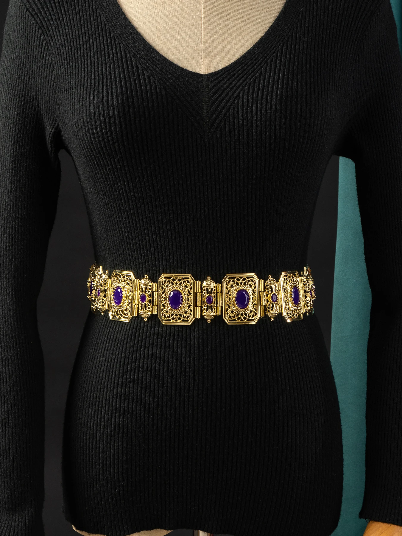 حزام مربع انقطاع المعادن نحت قابل للتعديل طول العروس العربية مجوهرات الزفاف قفطان مجوهرات الجسم