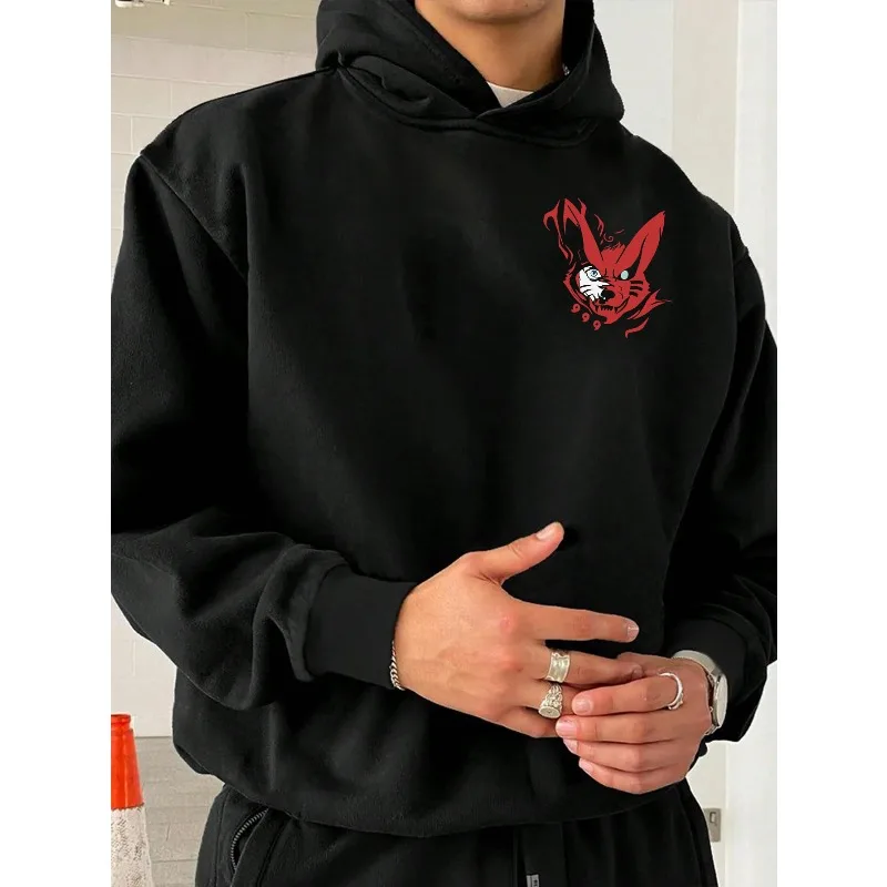 Sudadera con capucha de Naruto Uzumaki para hombre y mujer, sudadera con estampado de Anime, ropa de calle negra, chaqueta informal con capucha para Cosplay, Tops de manga larga de otoño