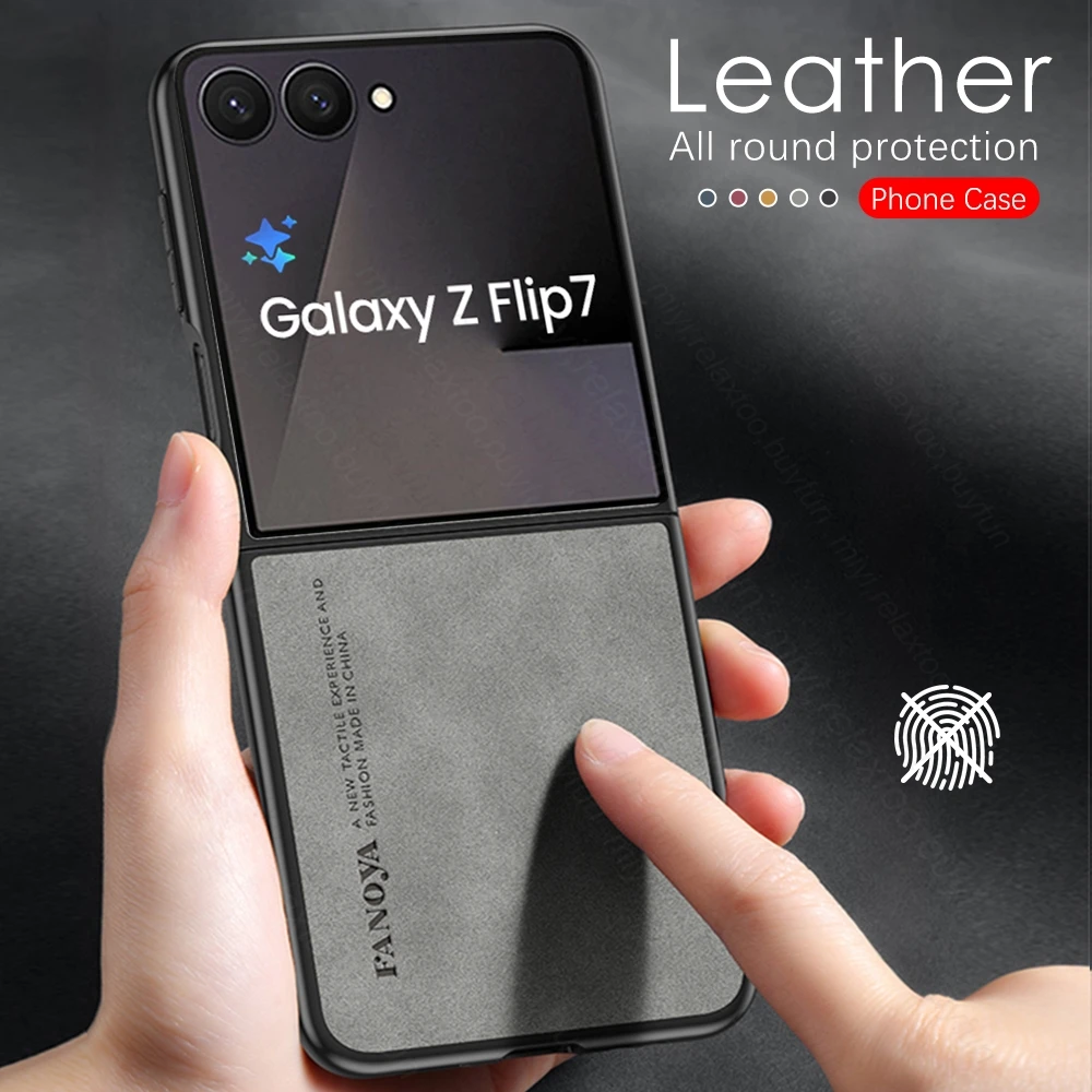 Luxury Sheepskin Leather Camera Protection Case For Samsung Galaxy Z Flip 7 6 5 4 3 5G Skin Feel Sheepskin Flip TPU Soft Cover