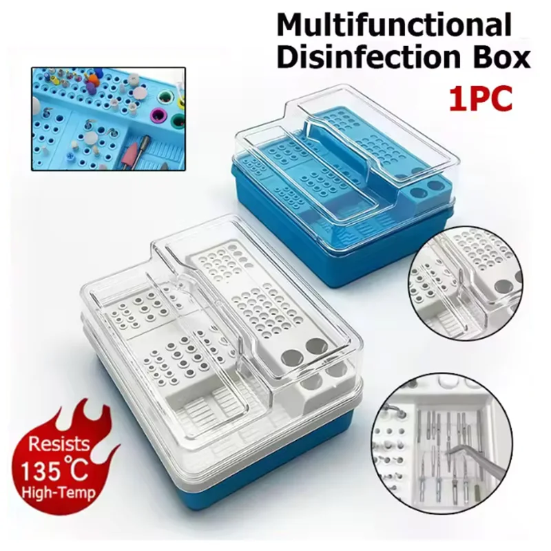 

1 шт. Стоматологический эндо-бокс, держатель для боров, полировочных инструментов, дезинфекционный контейнер, стерилизационный лоток, многофункциональный стоматологический дезинфекционный бокс