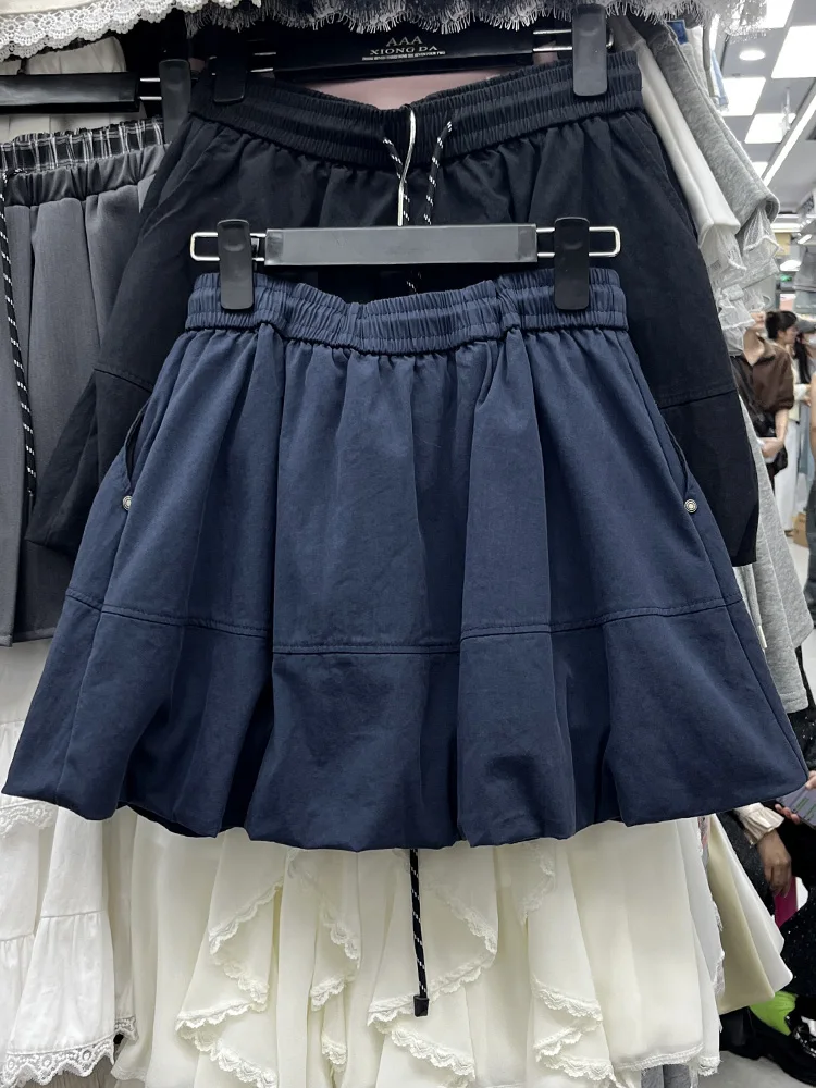 Taille haute ort lanterne jupe femmes décontracté Dstring Patchwork Sle Version coréenne printemps été nouveauté a-ligne jupe