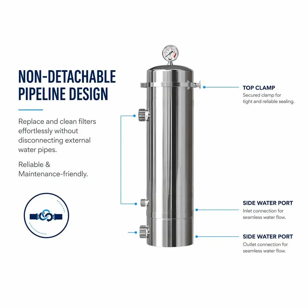 Portable 5000LPH Whole House Water Filter PVDF Ultrafiltration Purifier Non-Detachable Pipe Design Easy Maintenance Household
