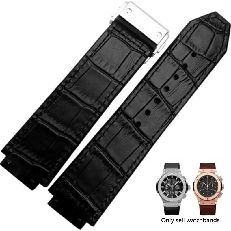 Luxury brand 25X19MM Leather Rubber silicone Watchband butterfly Buckle for Hublot strap for Big Bang classic fusion Bracelet