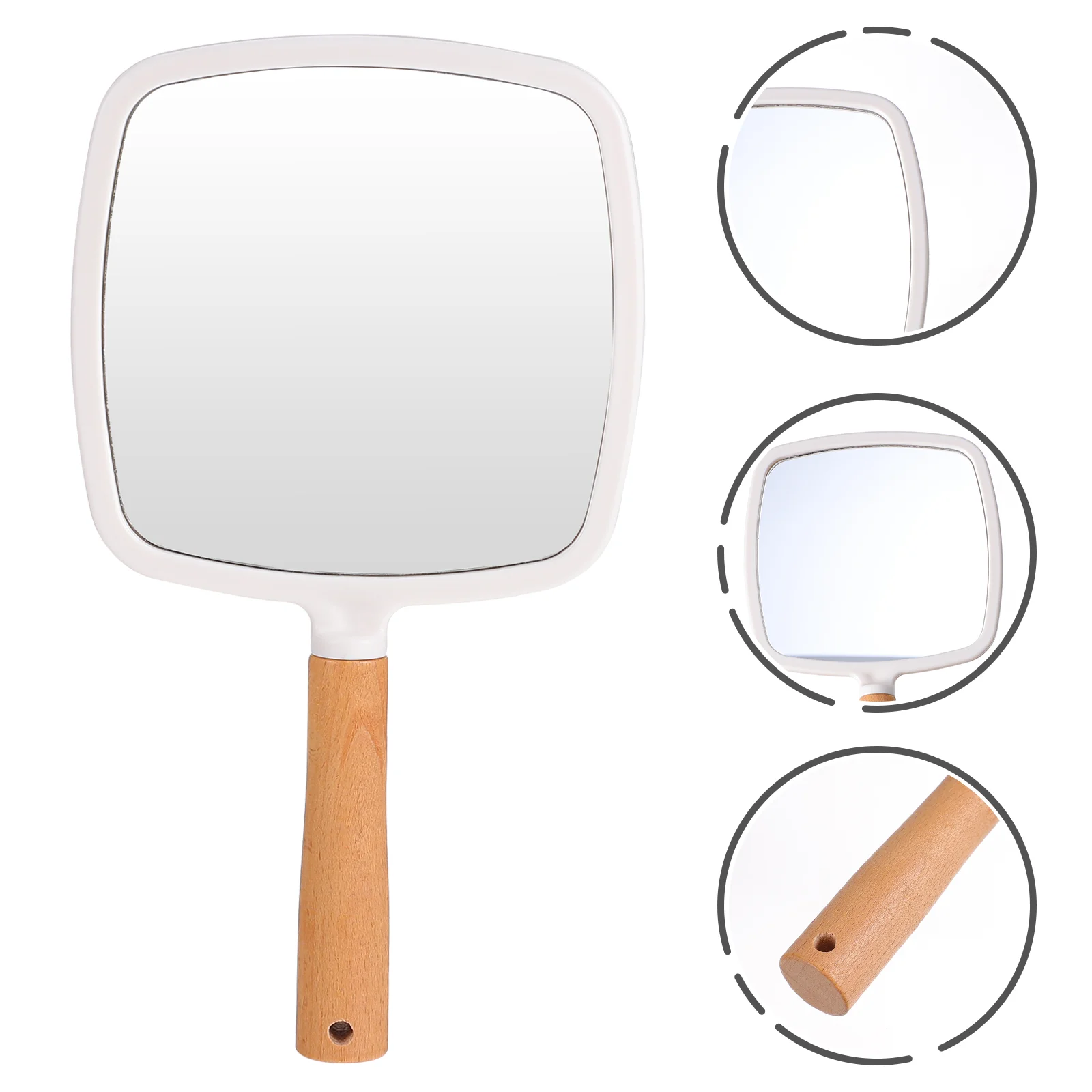 

Makeup Mirror Wooden Handle Handheld Mirror Heart Shape Fan Shape Mirror Round Square Mirror Salon Makeup Mirror