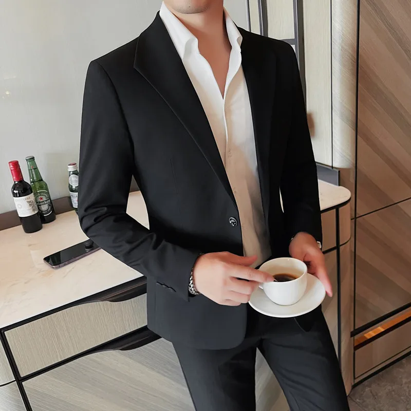 High Quality Autumn Men's Suit Jacket Casual Business Blazer Masculino Slim Fit Wedding Groom Social Dress Coat Costume Homme