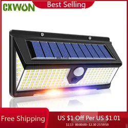 Outdoor Solar Lamp with Motion Detector 4 Modes Waterproof Solar Light Outside Courtyard Lamp Solar 190Led Outdoor Lighting