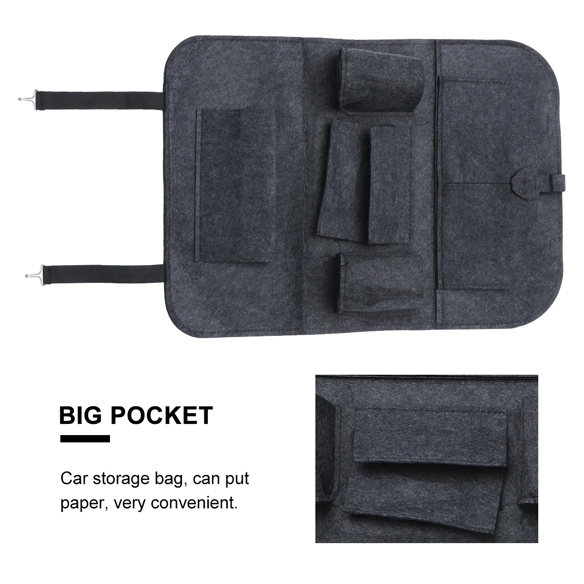 

Car Storage Bag Multifunctional Felt Car Seat Organizer Dark Grey Auto Side Bags Phones Bottles Tissue Box Umbrella