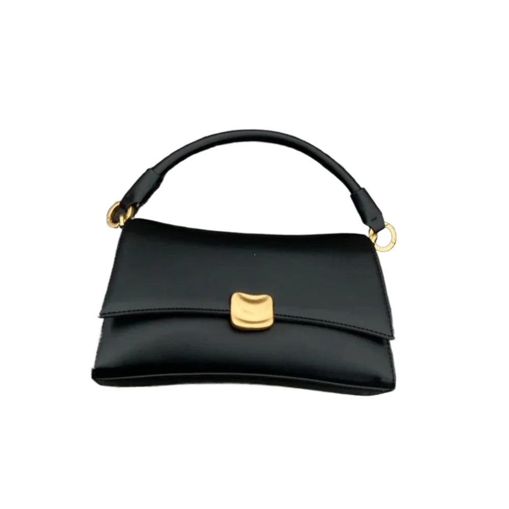 

Casual women's bag, antique square shoulder bag, wallet, black flip lock handbag, women's PU leather top handle crossbody bag