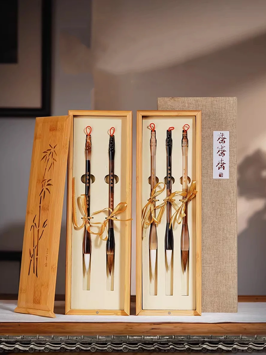Professional Pure Wolf Hair / Goat Hair / Long Tip Brush Set | for Calligraphy & Ink Painting Artists & Beginners Art Supplies