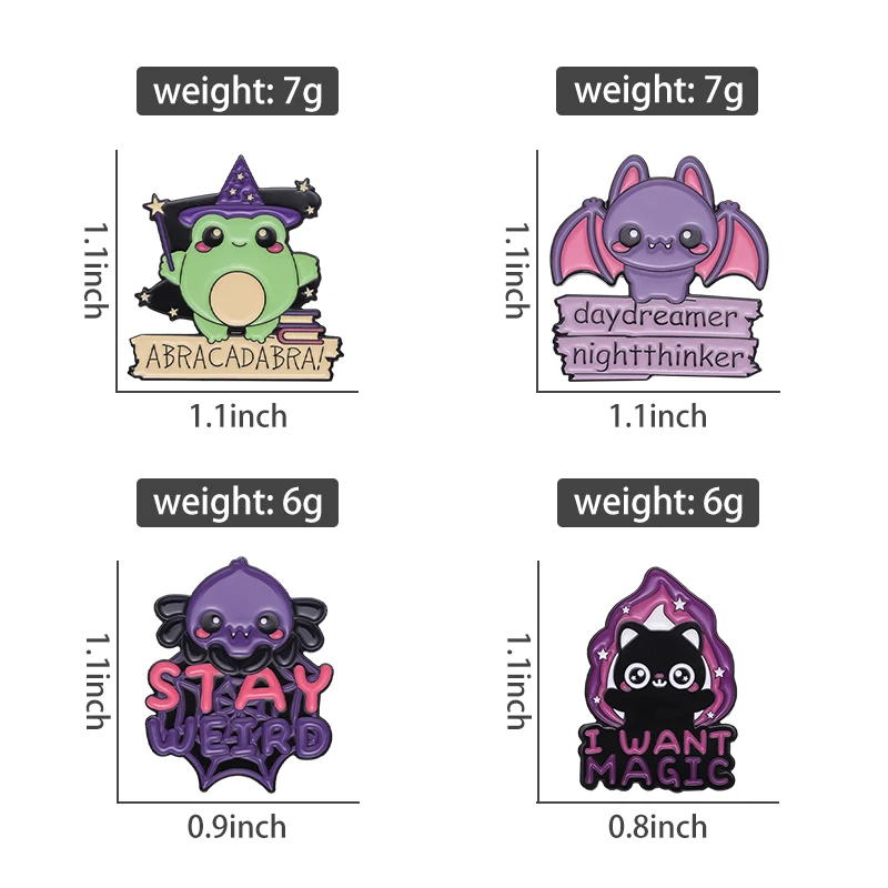 Magic Frog I Want Magic Bear Witch Enamel Pins PunK Halloween Night Thinker Bat Brooch Accessories Backpack Shirt Badge Jewelry