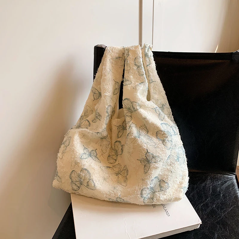 Bolsos de diseño Vintage para mujer, bolso de hombro con bordado de mariposa, bolsos de mano de gran capacidad para niñas, bolsos de mano con asa superior para vacaciones