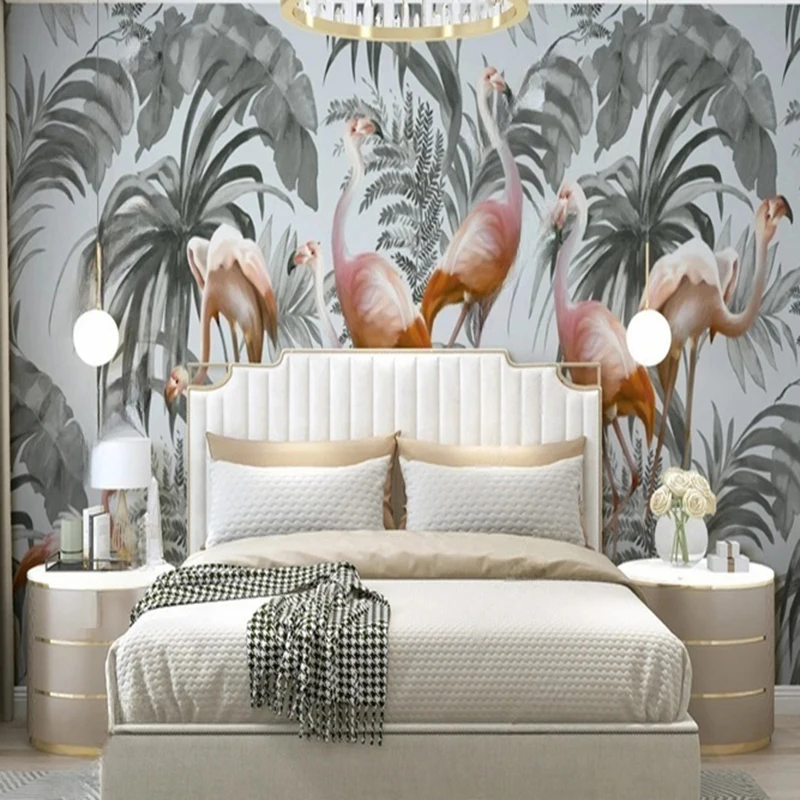 MU8533 Mural Wallpaper Nordic Leaf With Feathery Lines Oil Painting Flower Pattern Home Decor Wall Photo Papel De Parede 3D
