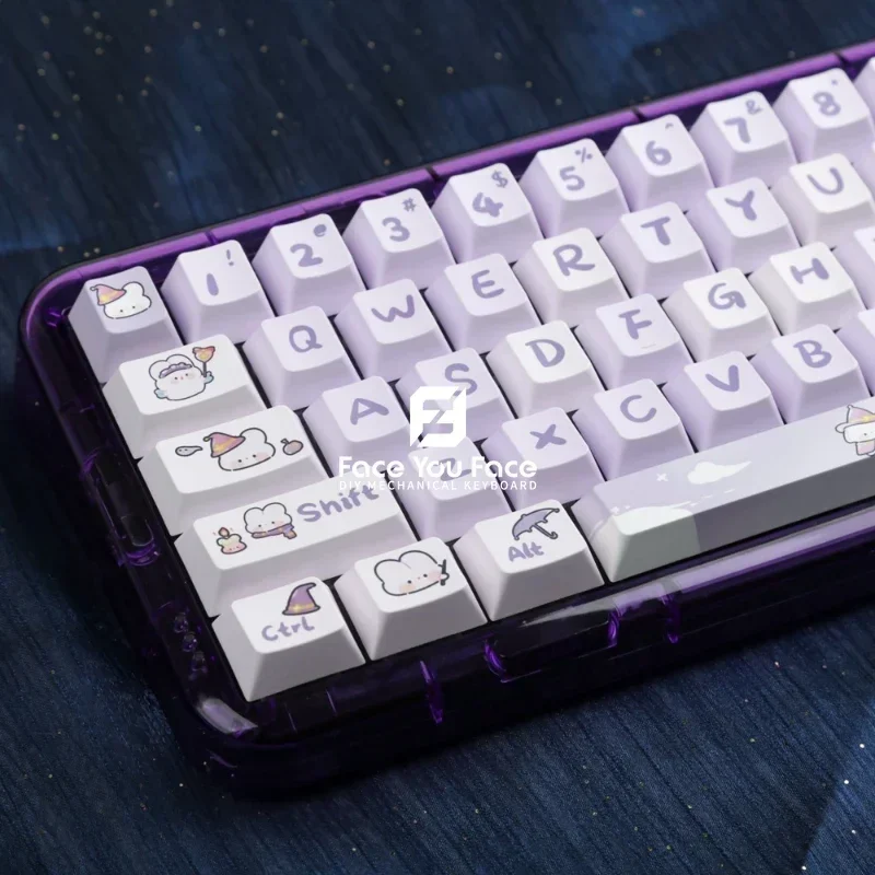 Imagem -05 - Teclas Gmk Magic Bunny Roxo Pbt Tampa Chave Perfil Cereja se Adapta à a a a Maioria das Tampas de Chave de Personalização de Teclado Mecânico 144