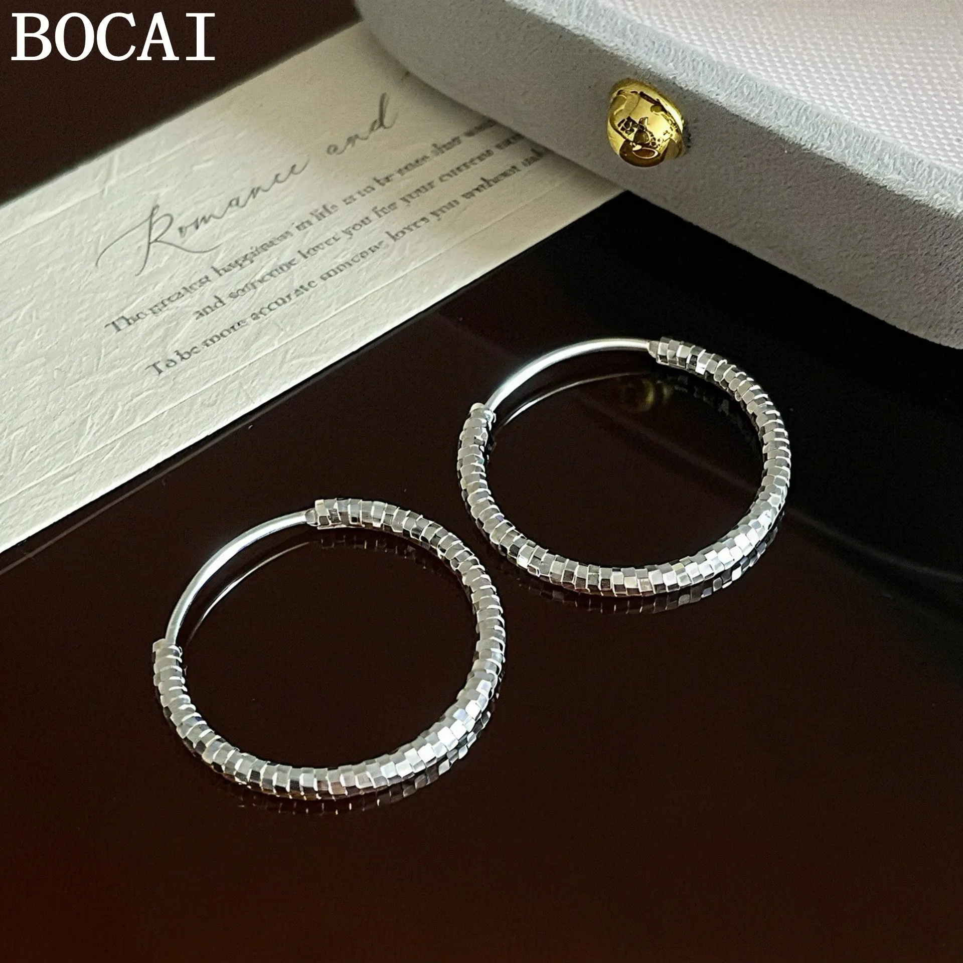 BOCAI S925 Pure Silver Jewelry Light Luxury And Exquisite Crushed Ice Super Sparkling Earrings Women's Selected Gift