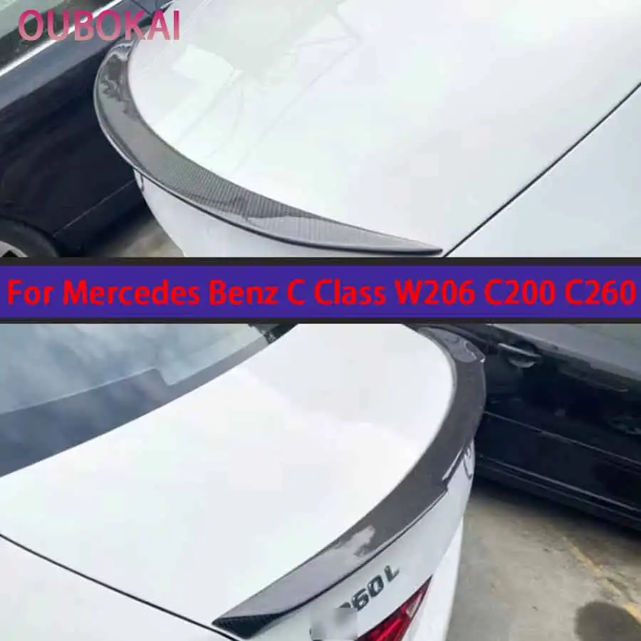For Mercedes Benz C Class W206 C200 C260 Carbon Fiber Spoiler Shunt Rear Tail fins Duckbill Car Wing Retrofit the rear wing