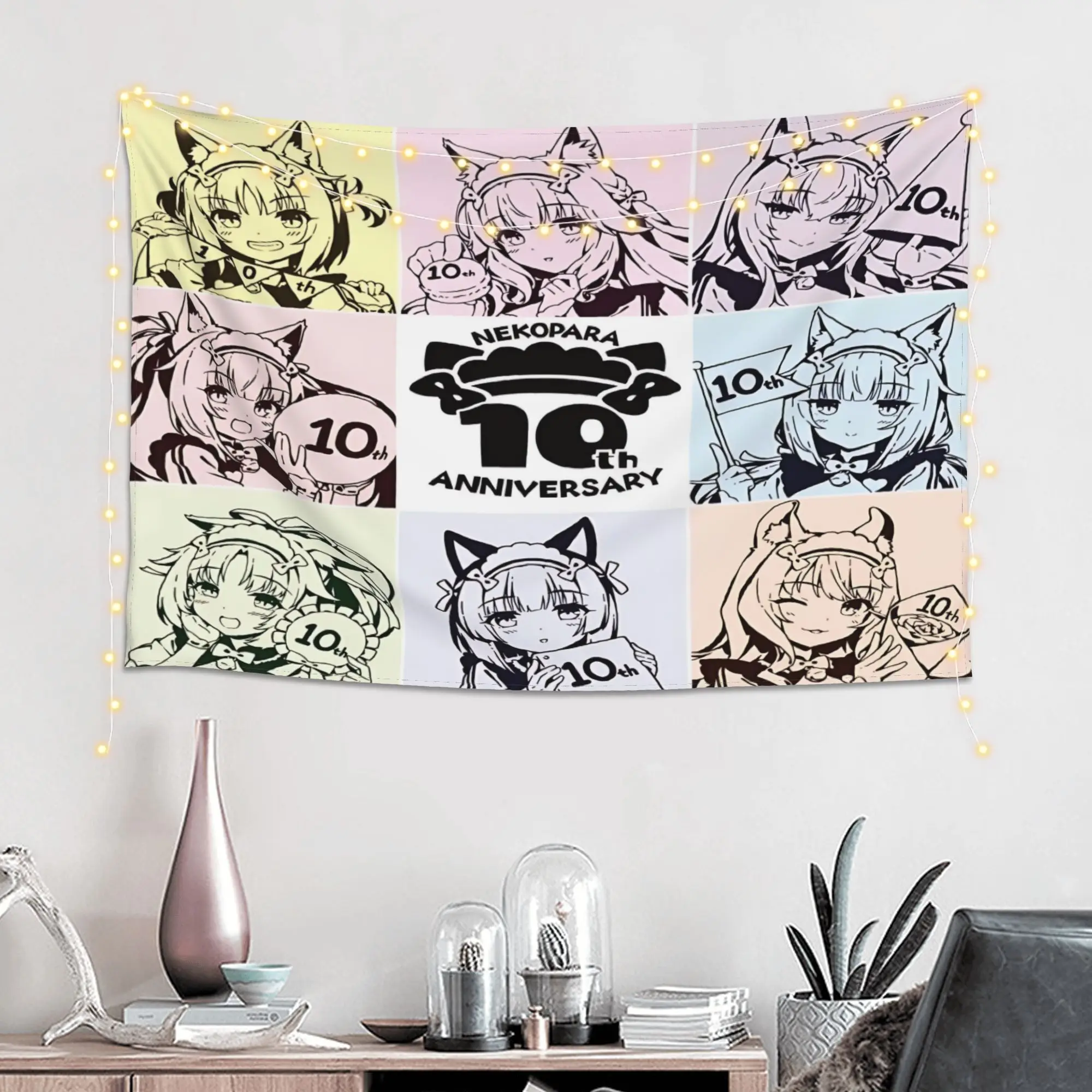 Colorful Anime Girl Customized Tapestry Bedroom Decoration  Wall Hanging Blanket Tapestry Cool Stuff For Room