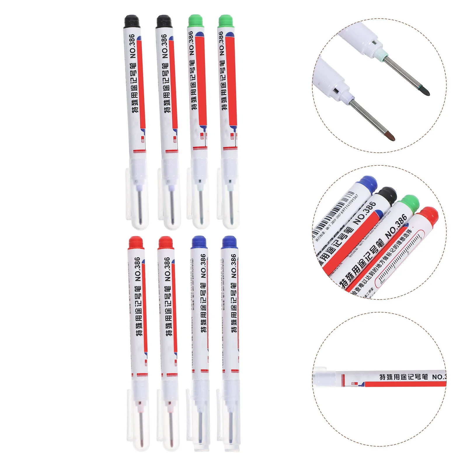 

8Pcs Deep Hole Drilling Supplies Durable Tip Long-Lasting Ink for Various Surfaces Identification Pens Deep Bore Marking Pens