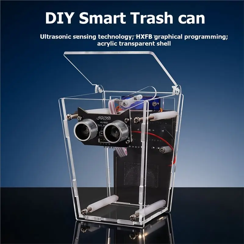 Highly Recommended DIY Smart Trash Can Electronic Kit HXFB Nano Board HU-M74 3-In-1 Expansion Board Graphical Programming