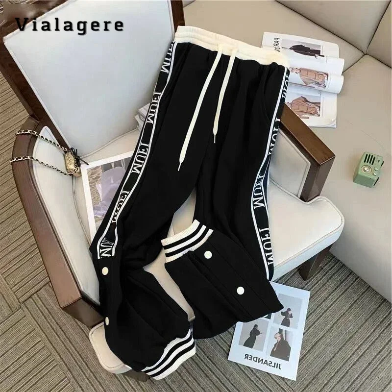 Korean Fashion Casual Vintage Two-piece Set Women Long Sleeve Patchwork Zipper Sweatshirt+Wide Leg Trousers Sets Y2K Pants Suits