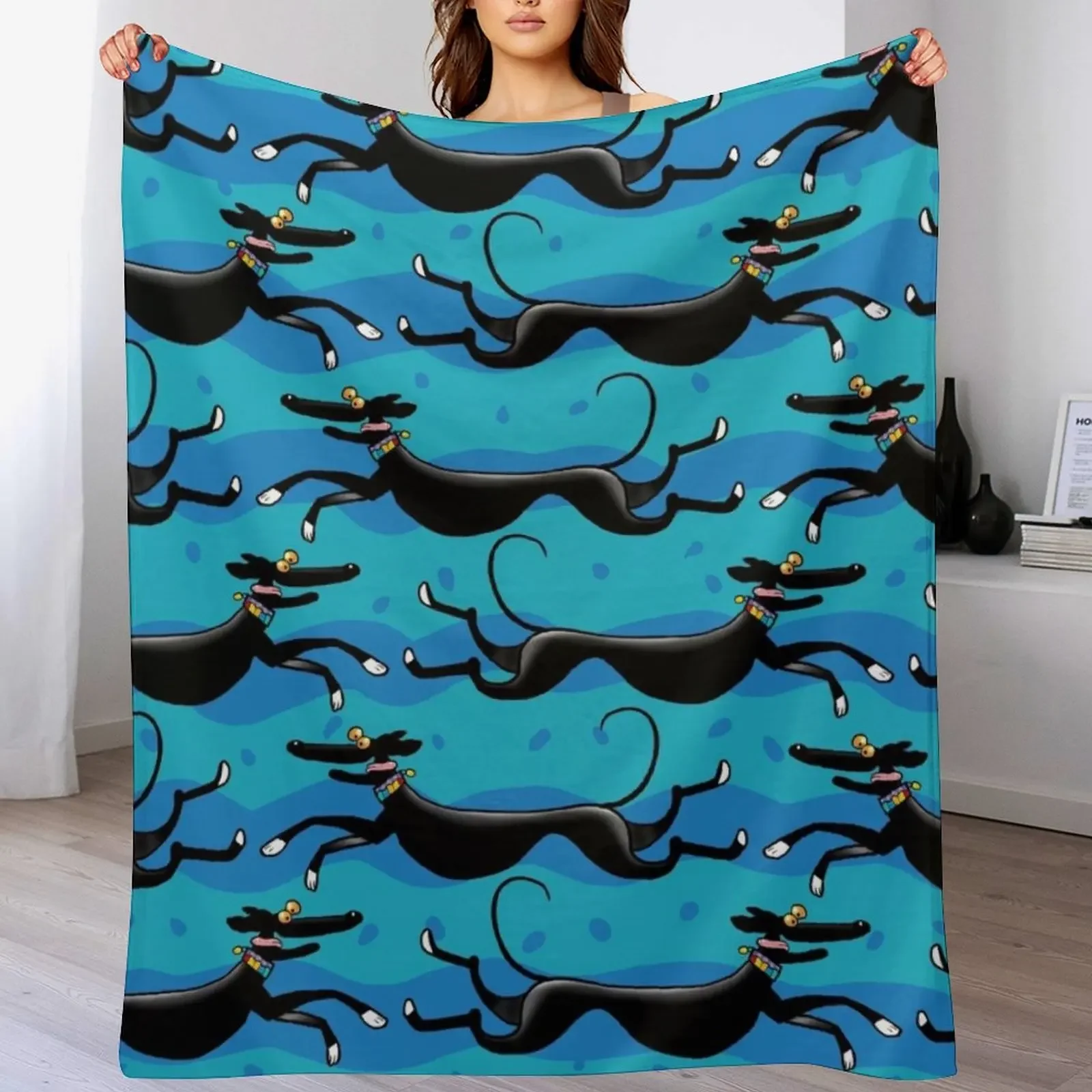 

Blue Zoomies pattern Throw Blanket anime Soft christmas decoration Flannel Blankets
