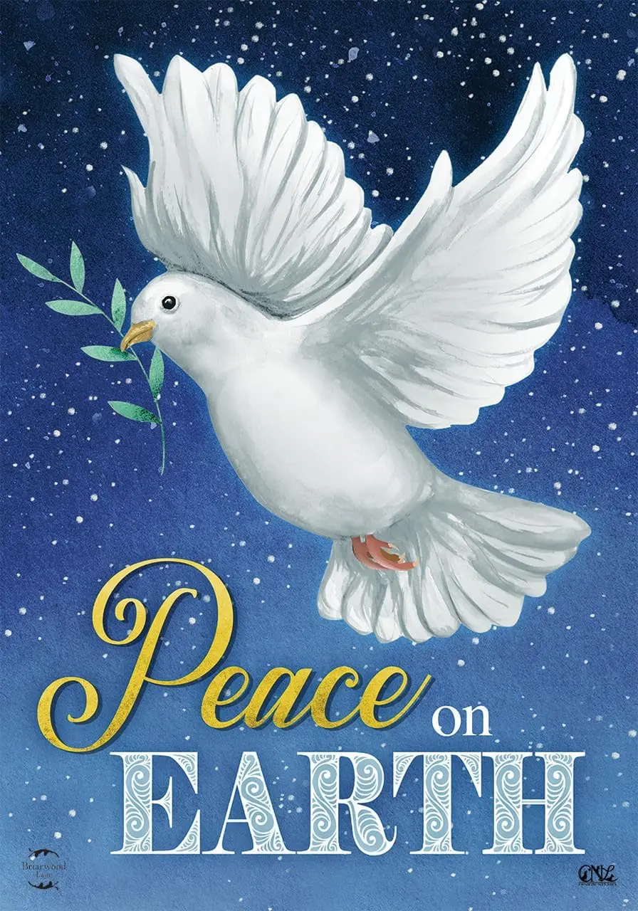 Peace on Earth Dove Christmas House Flag Olive Branch 28