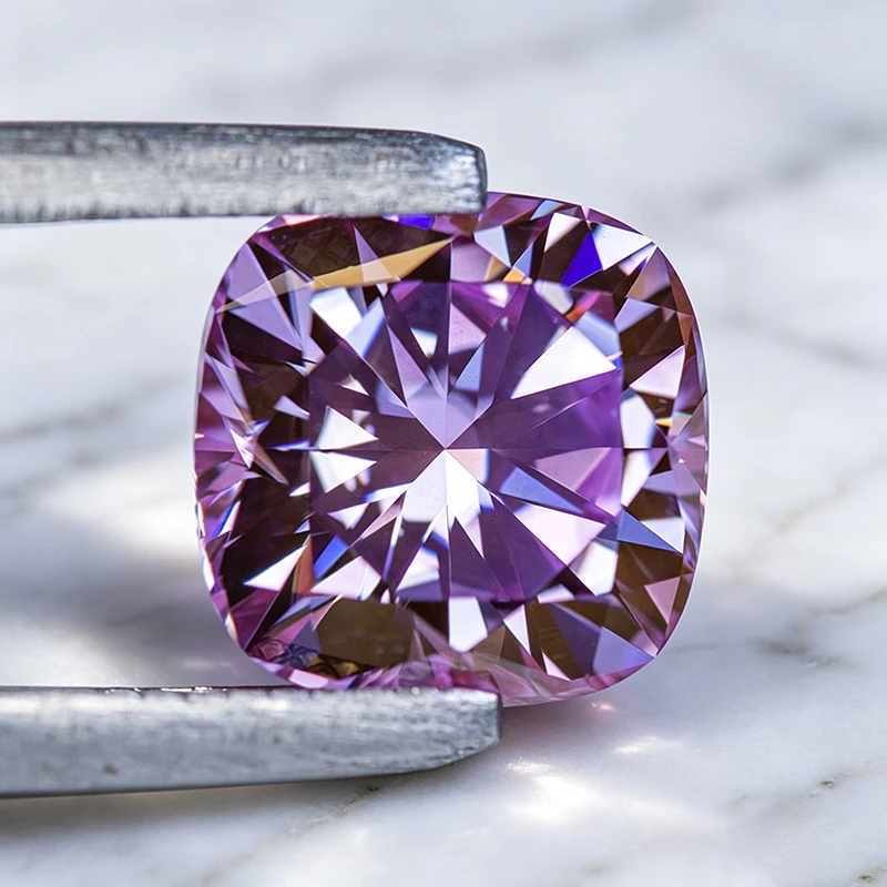 Moissanit-Stein im Kissen-Schliff, Sakura-Rosa Edelstein für DIY-Schmuckherstellung, besteht den Diamanttest mit Zertifikat – Detail 5