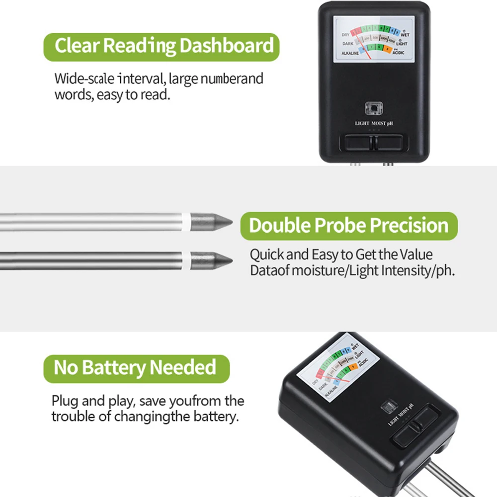3 w 1 Wielofunkcyjny Tester Gleby Wilgoć/PH/Tester Światła Czujnik Analizator Narzędzie Do Monitorowania Ogrodnictwo Soli Analizator