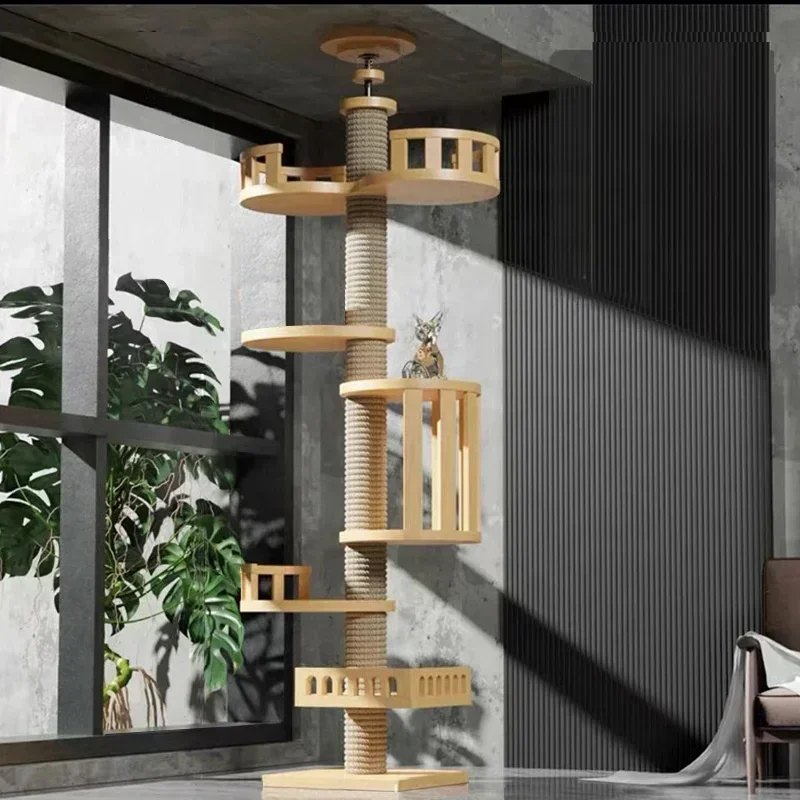 Modern Cat Ceiling Tree Tower Large Cats Condo Tree PET Accessories Play Furniture Scratcher Cat Climbing Frame Tree