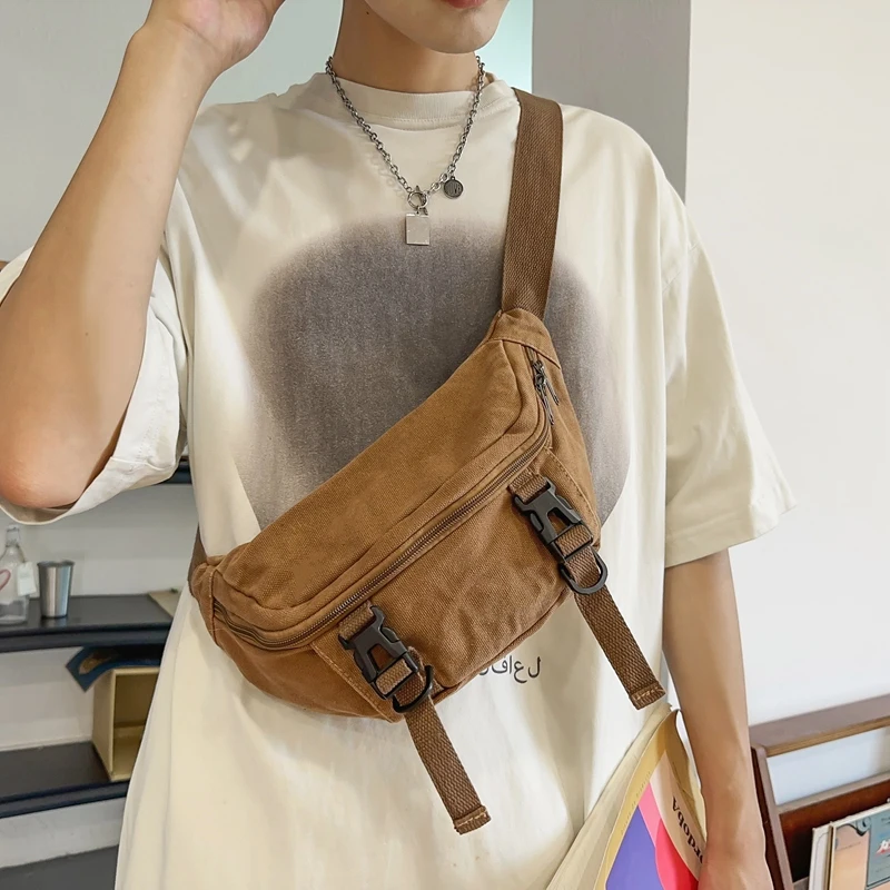 Street hip-hop Waist packs Casual Men Crossbody Chest Bag Unisex Canvas Waist Bags Movement Crossbody Female Belt Bag Fanny pack