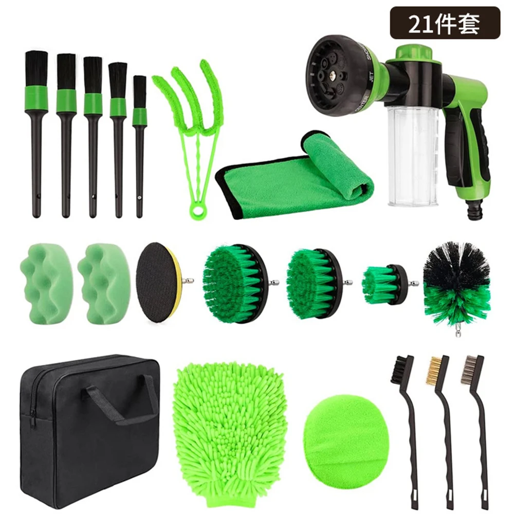 21PCS Car Interior Detailing Kit with High Power Handheld Brush Car Cleaning Kit Detailing Brush Set Windshield Cleaning