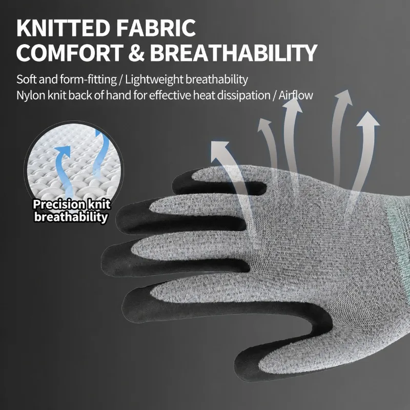 15 Needle Polyester Nitrile Coated Work Gloves Oil Repellent EN388 Certified Touchscreen Compatible Delivery Courier Service