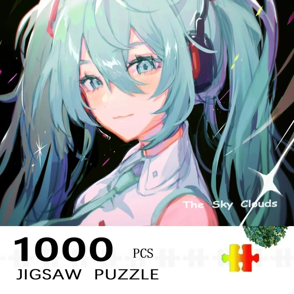 1000pcs Jigsaw Puzzle,  Miku Poster Blue Double Ponytail Gir  Puzzle, Perfect for DIY Creative Fun with Family,Gift ,teasing Toy