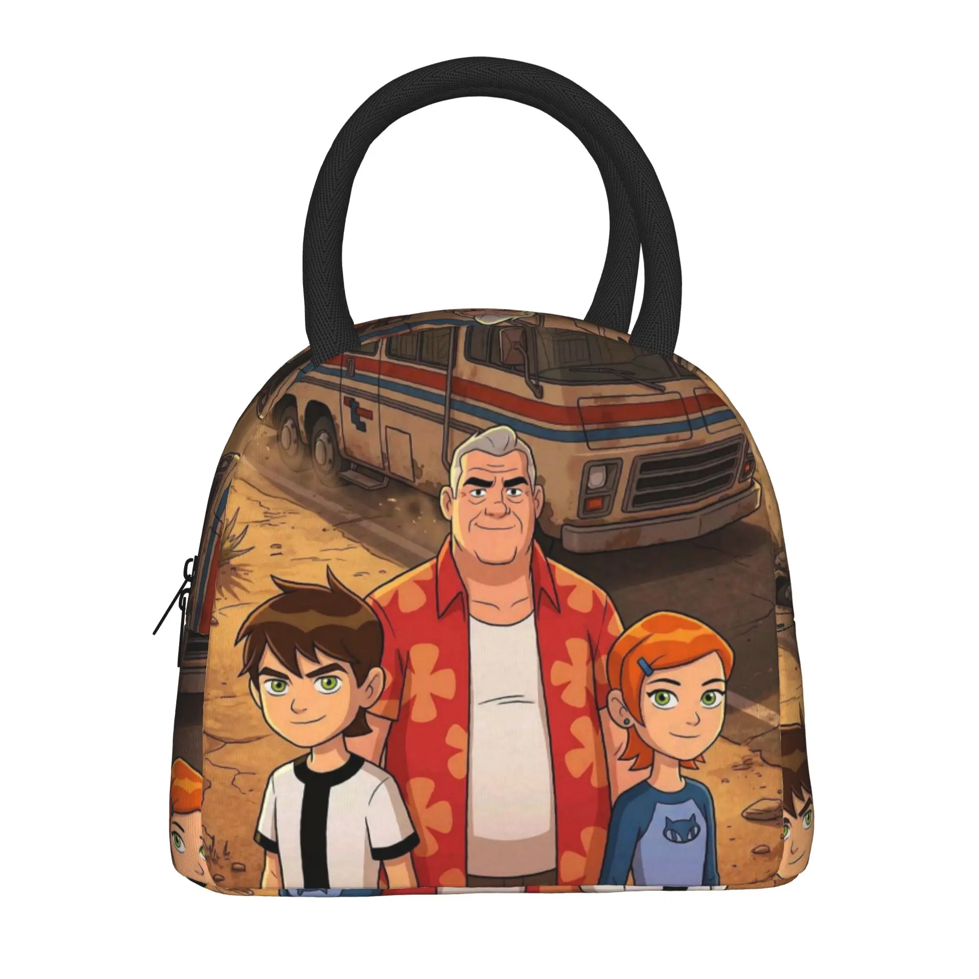 Back to school season  Lunch Bag Ben10 Family RV Desert Scene Large Capacity Fashionable Portable Lightweight Lunch Bag