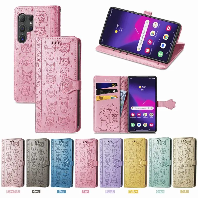 

Cat Dog Pattern Flip Phone Cover For Nokia C12 C210 C300 C31 C32 G22 G400 G42 G60 With Zipper Wallet